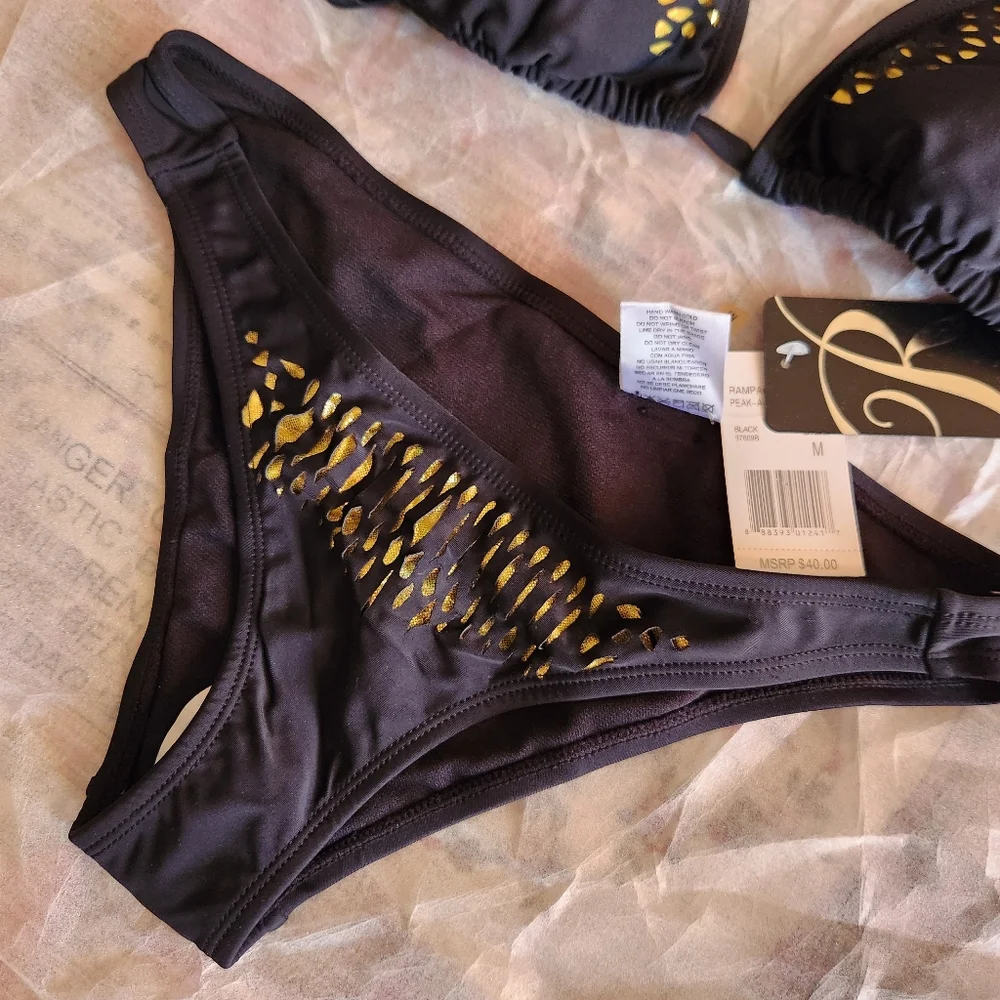 NWT*Rampage 2-pc Black bikini w/metallic accents* sz M
